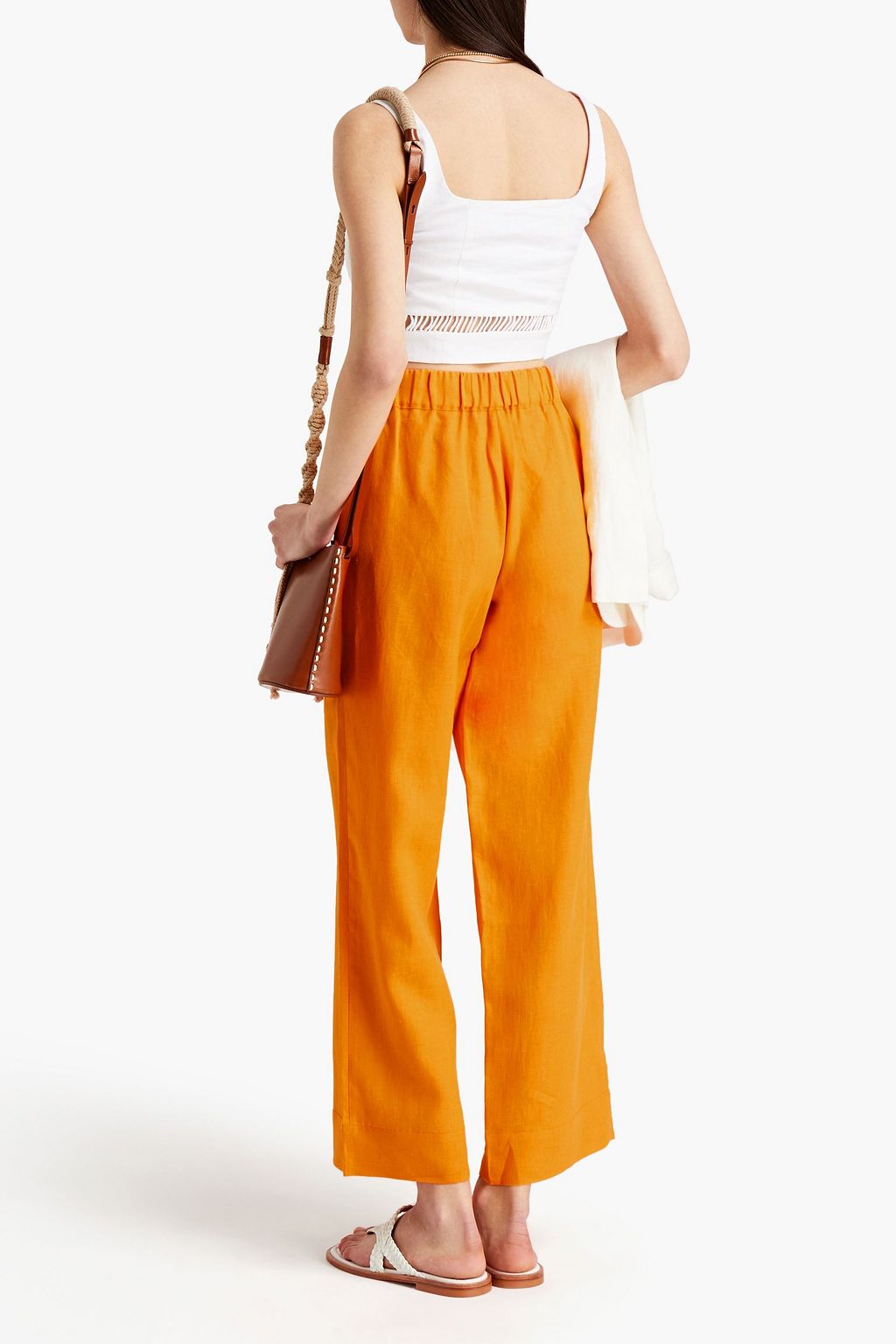 ASCENO The London cropped organic linen wide-leg pants