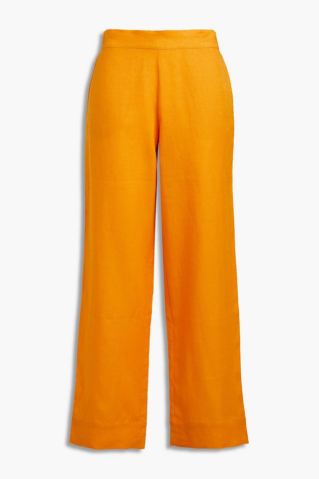 The London cropped organic linen wide-leg pants