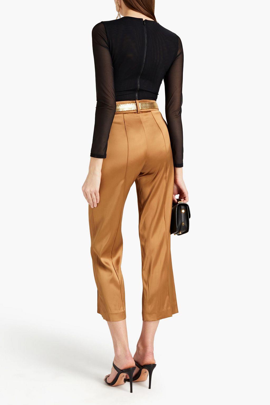 ALEXANDRE VAUTHIER Cropped stretch-satin straight-leg pants