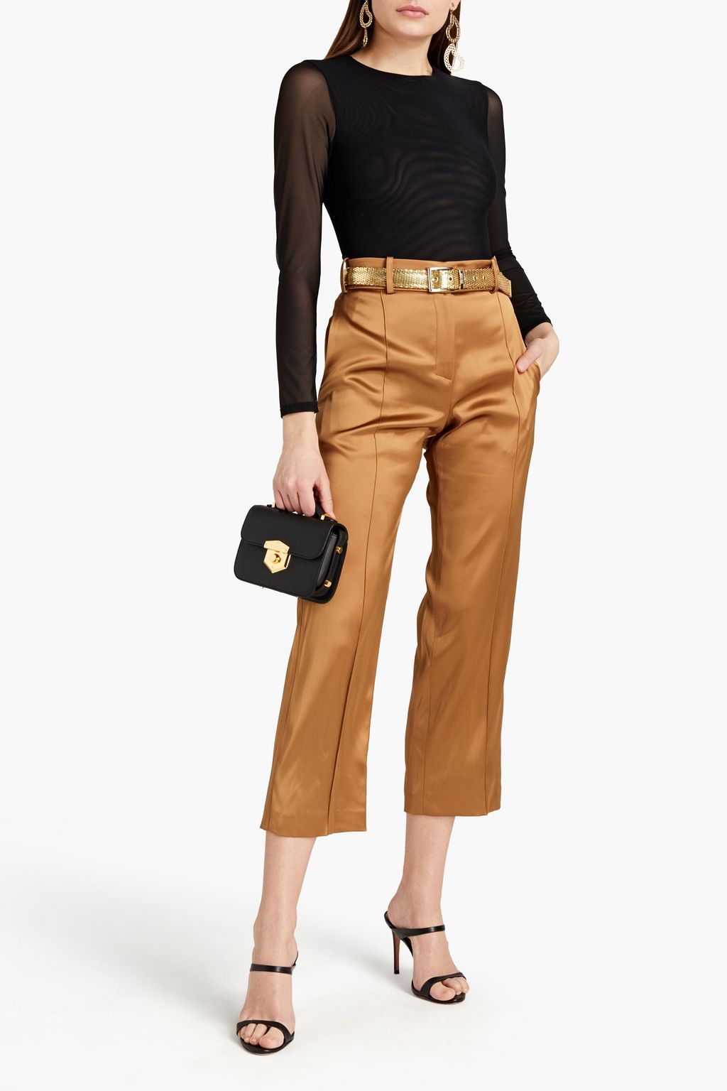 ALEXANDRE VAUTHIER Cropped stretch-satin straight-leg pants