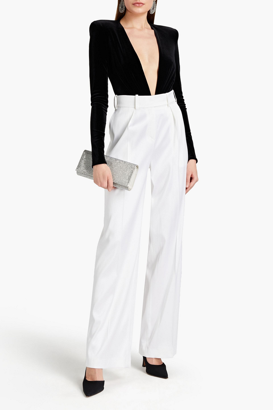 Alexandre Vauthier Stretch-satin Wide-leg Trousers In White