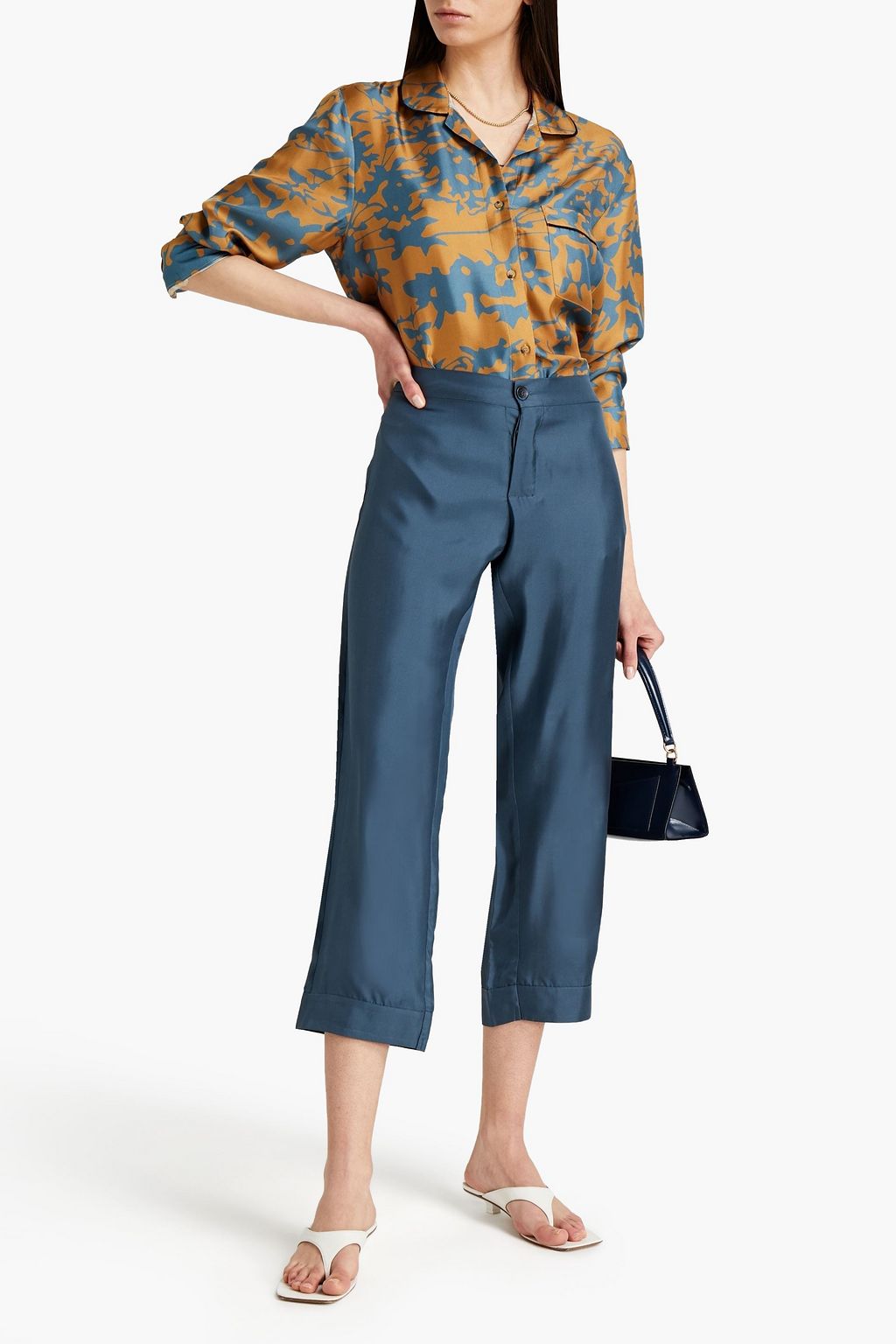 ASCENO The Paris printed silk-twill shirt