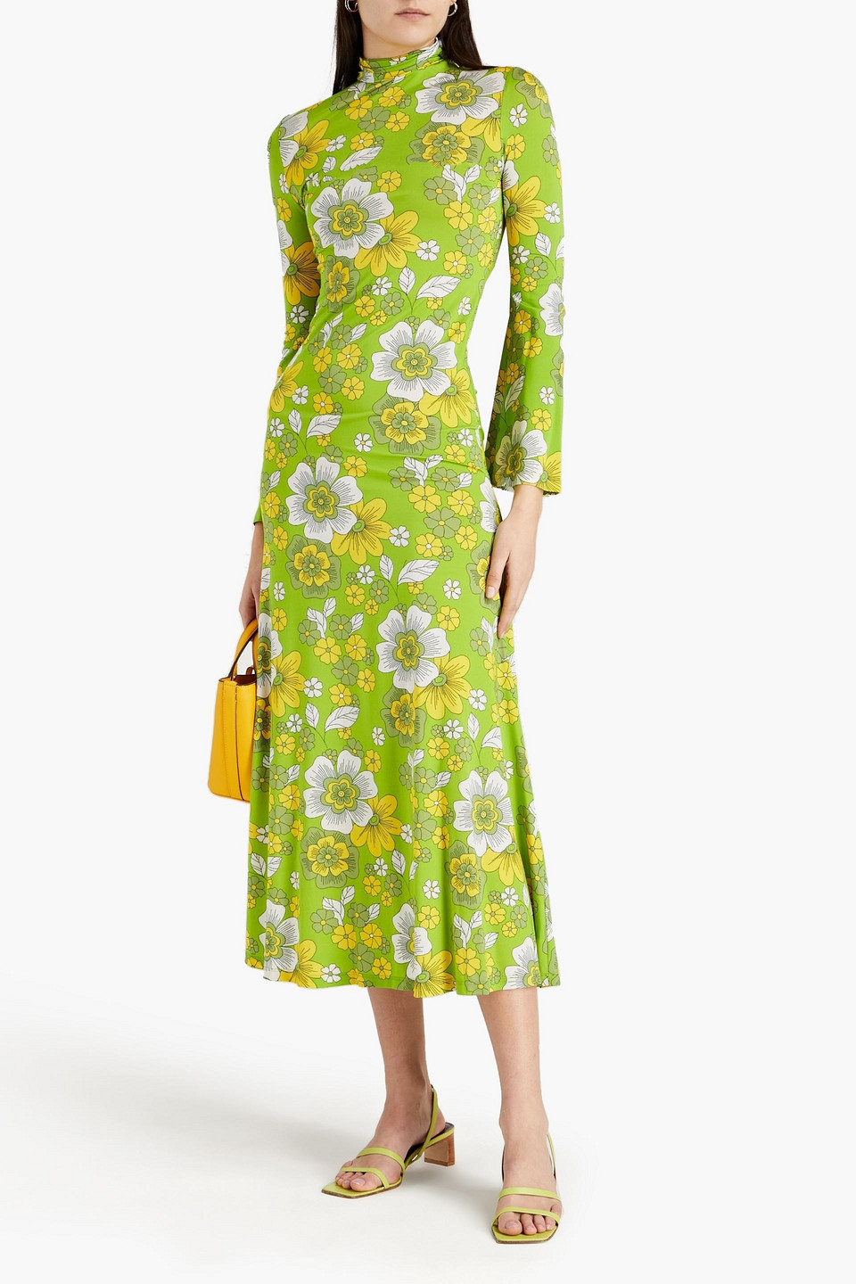 Dodo Bar Or Lena Floral-print Jersey Midi Dress In Green