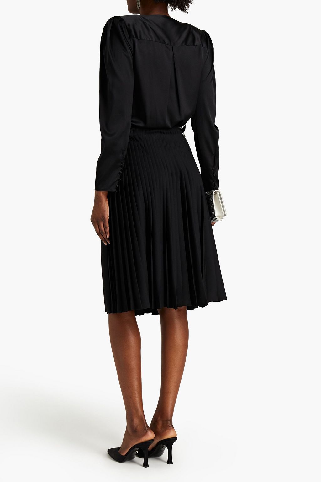 ALEXANDRE VAUTHIER Embellished pleated wool-crepe wrap skirt