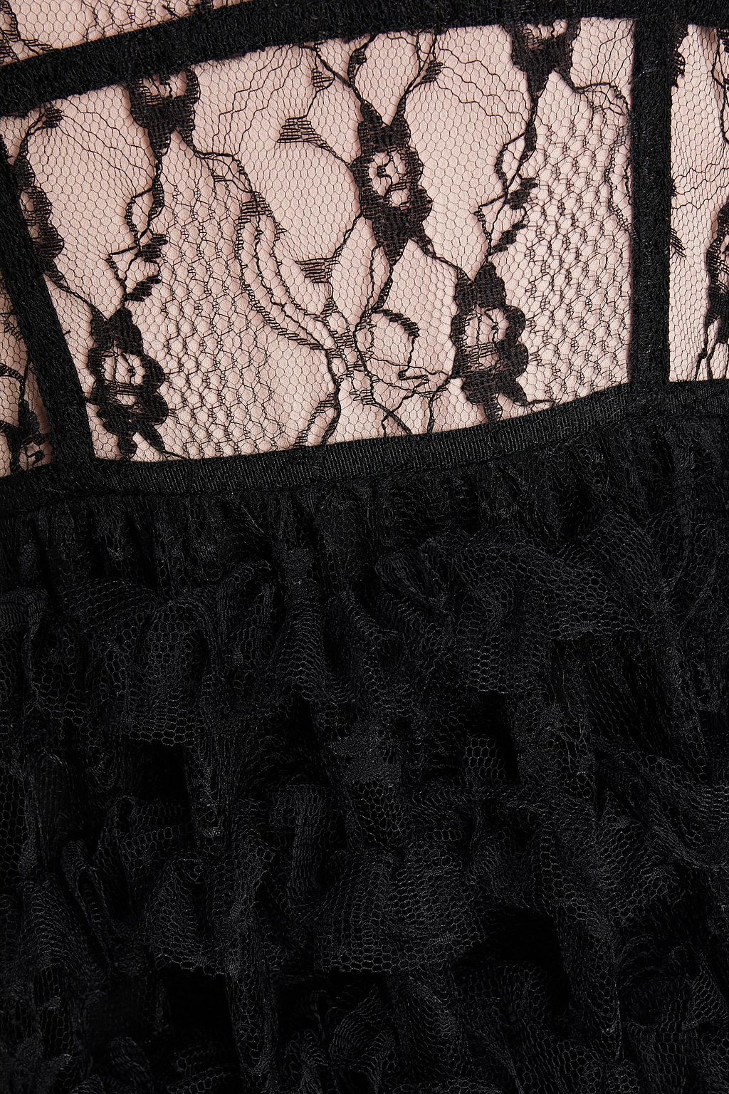REDVALENTINO Lace-paneled ruffled point d'esprit midi dress