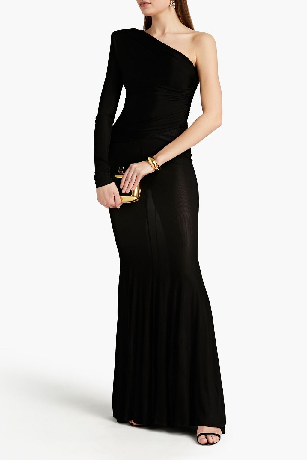 ALEXANDRE VAUTHIER One-shoulder draped ribbed jersey gown