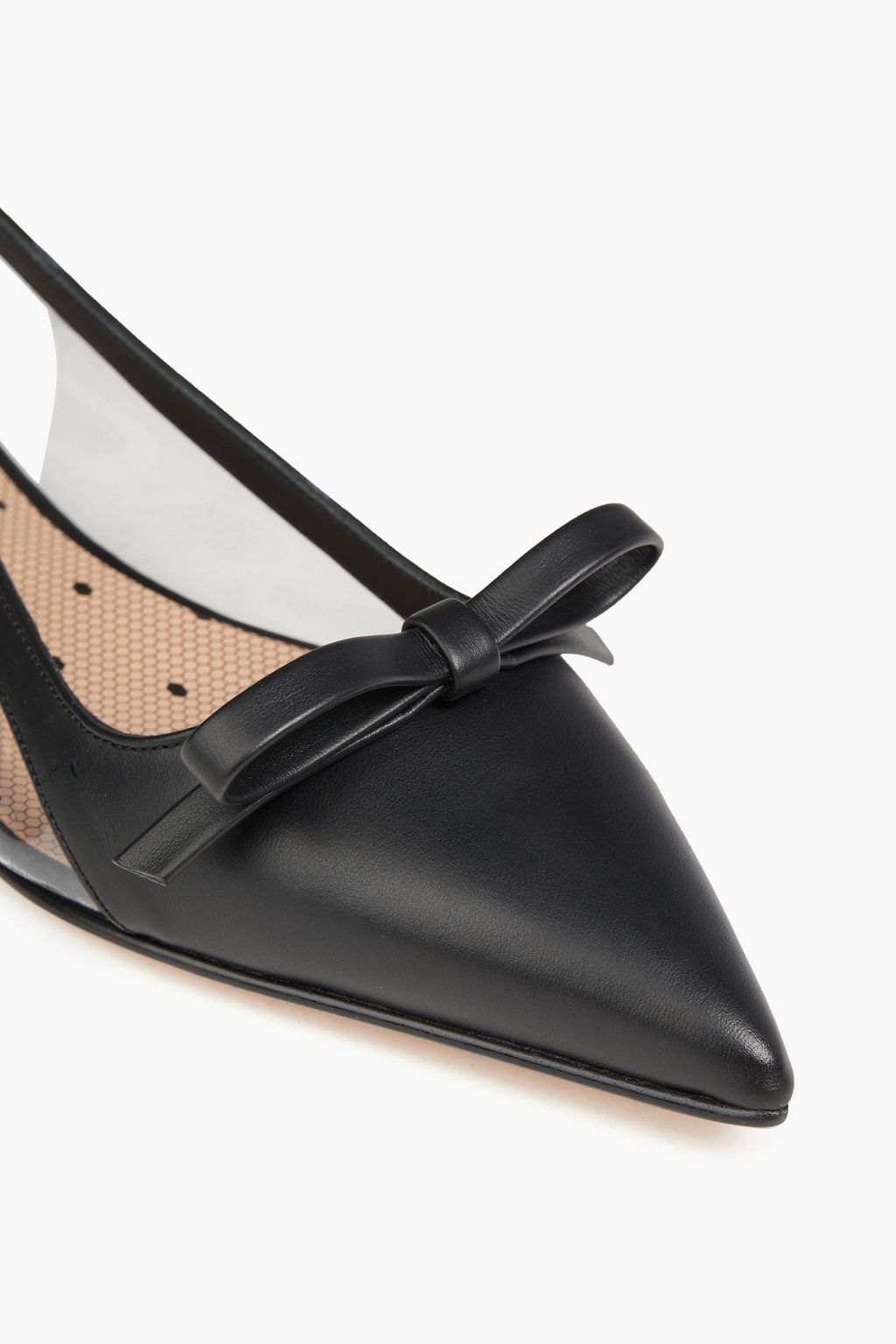 RED(V) PVC and leather point-toe slingback flats