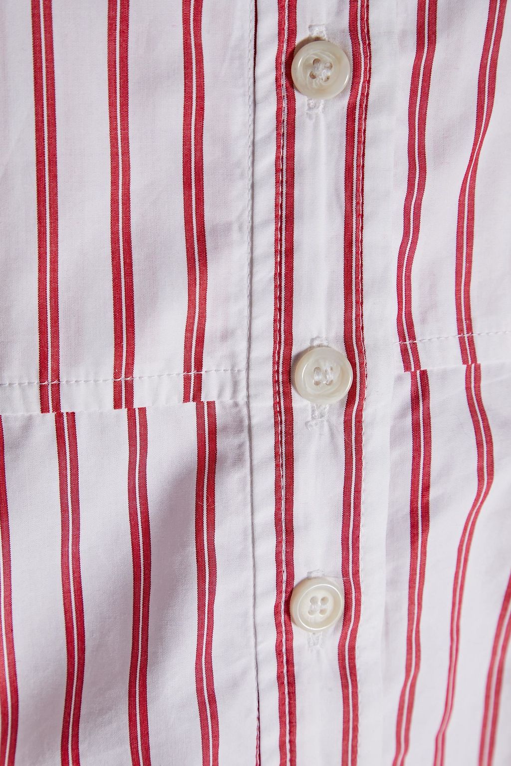 GANNI Gathered striped cotton-poplin top