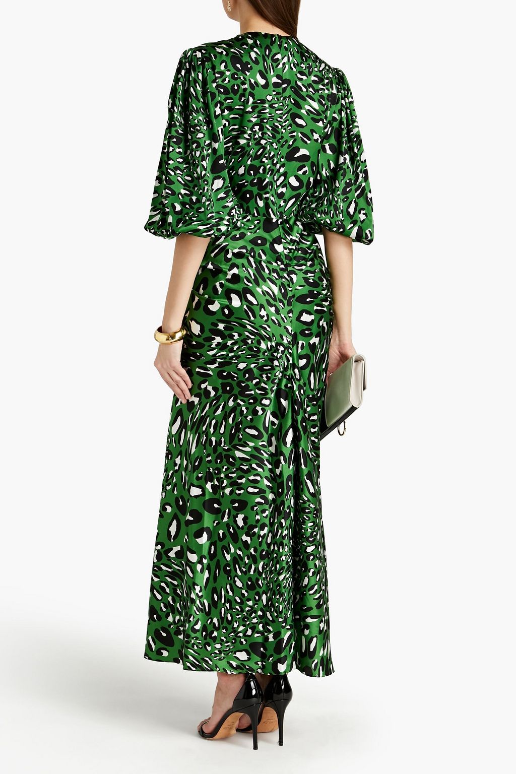 ALEXANDRE VAUTHIER Ruched leopard-print stretch-silk satin maxi dress