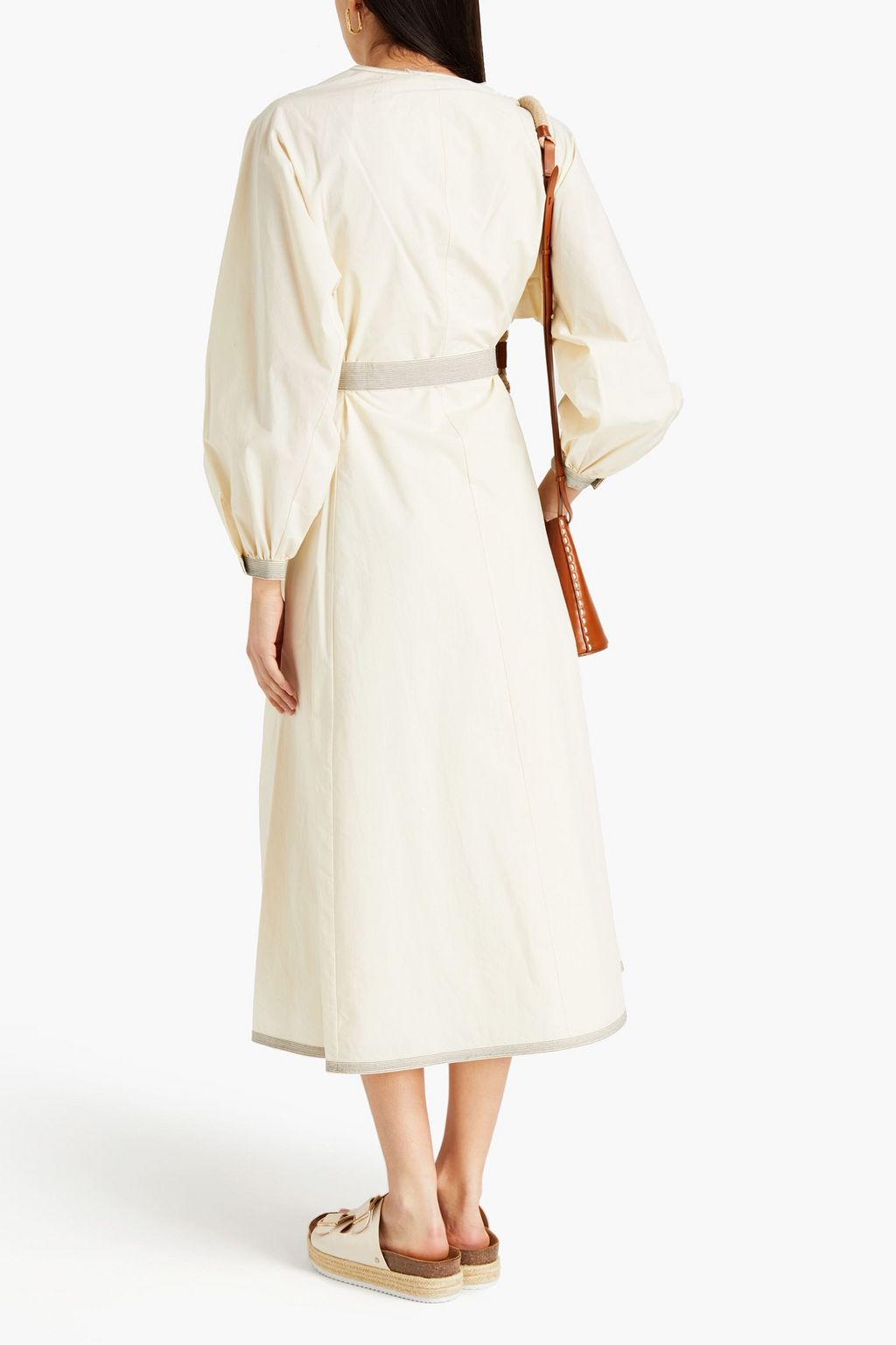 TORY BURCH Belted cotton-poplin midi dress