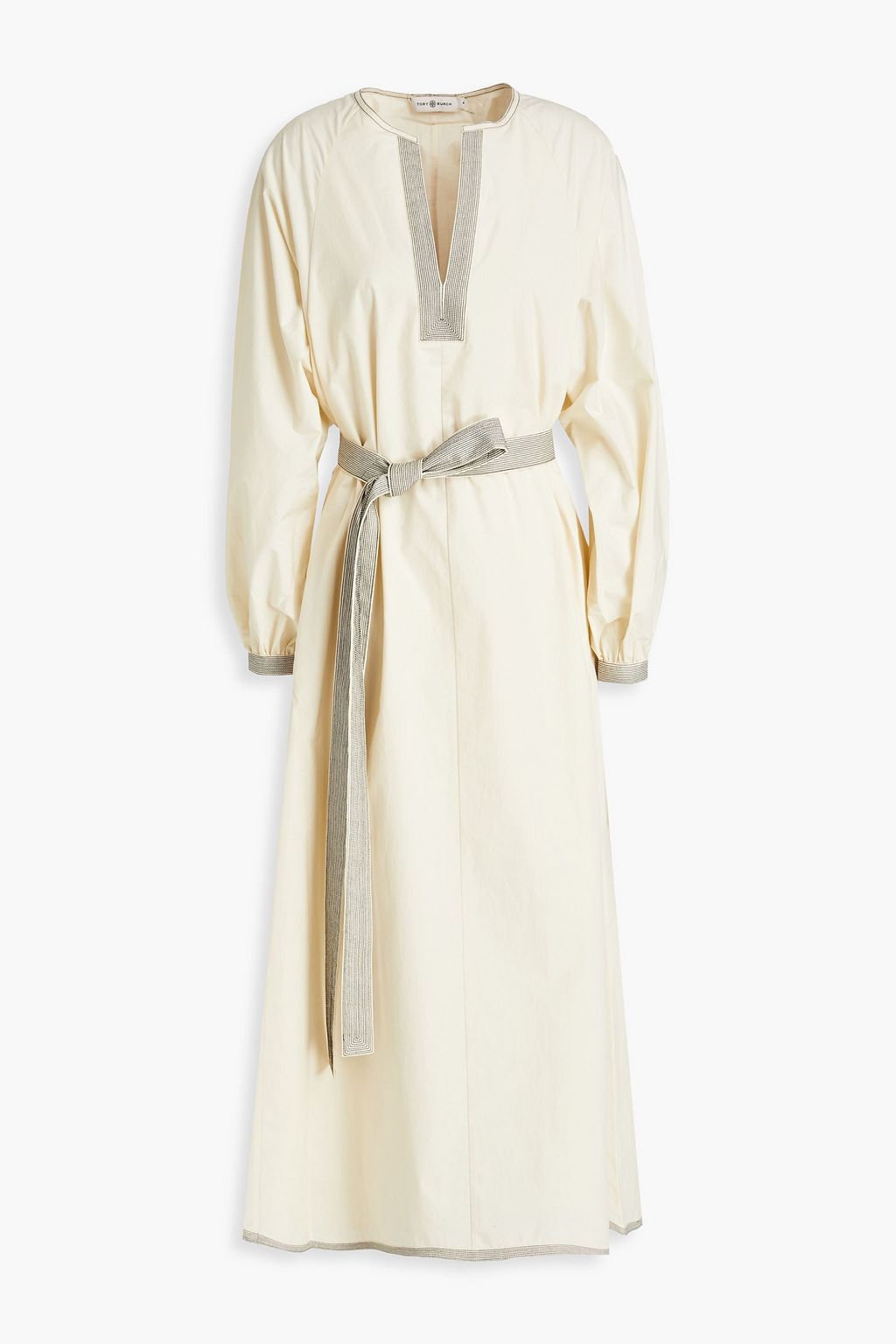 Cream Belted cotton-poplin midi dress | TORY BURCH | THE OUTNET