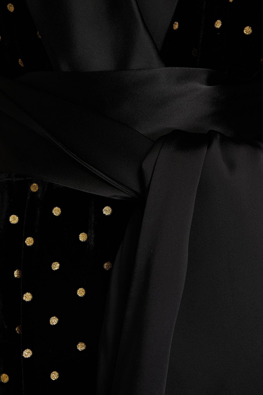 ALEXANDRE VAUTHIER Satin-trimmed glittered velvet mini wrap dress