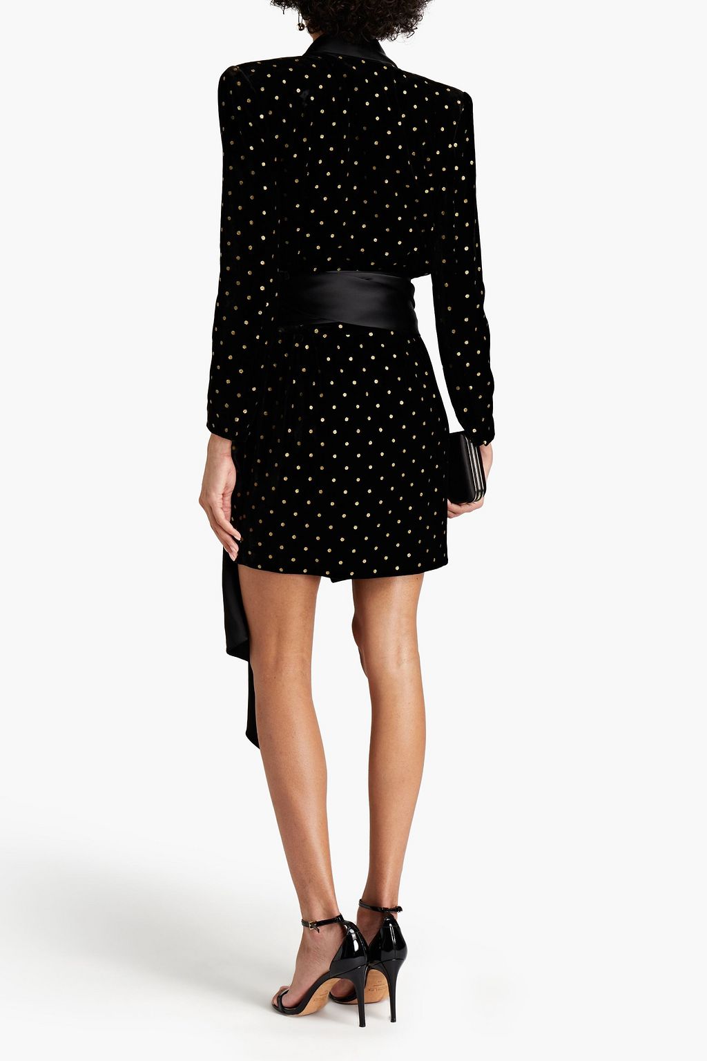 ALEXANDRE VAUTHIER Satin-trimmed glittered velvet mini wrap dress