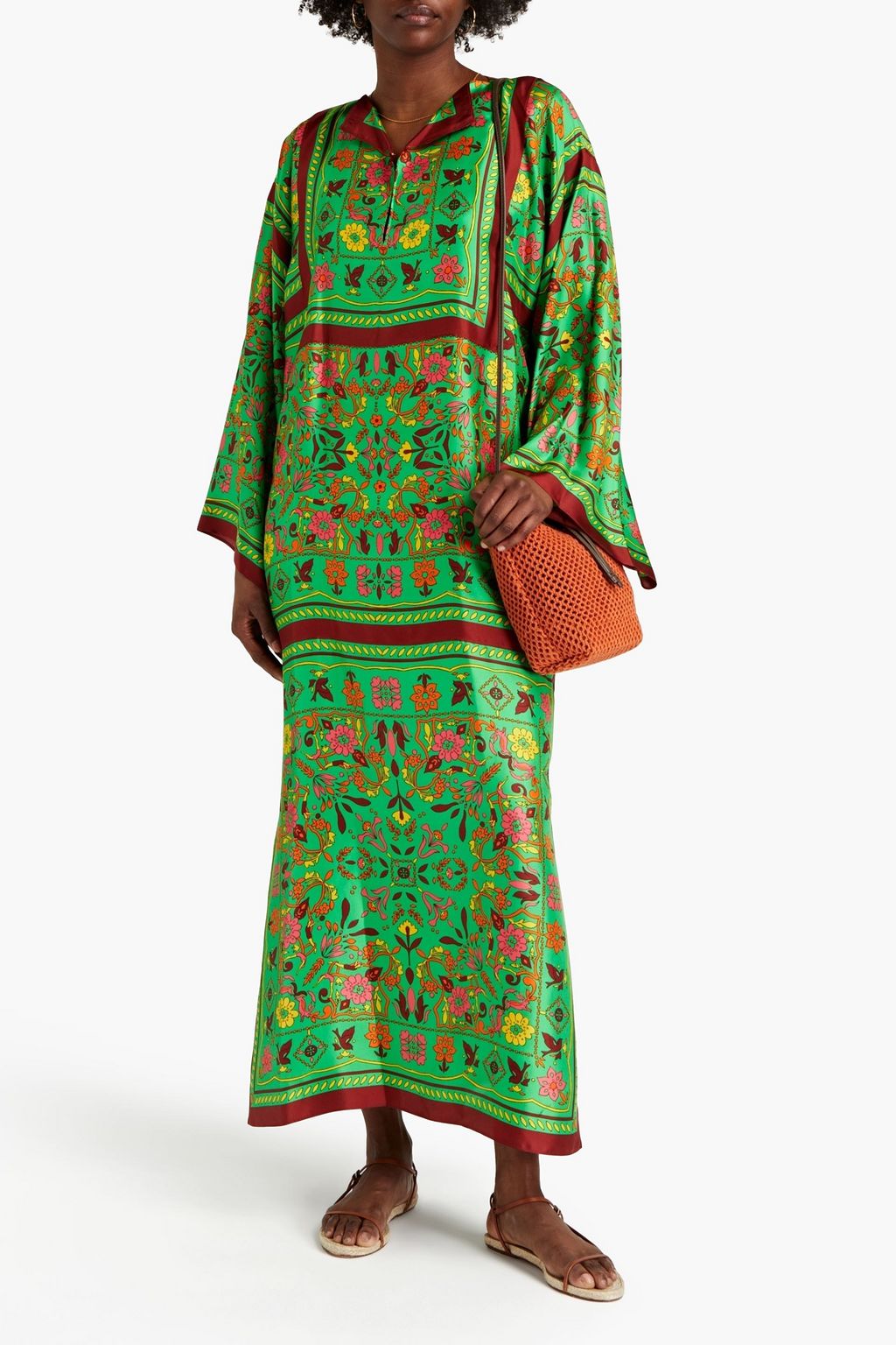 TORY BURCH Oversized-Kaftan aus Seidensatin mit Print
