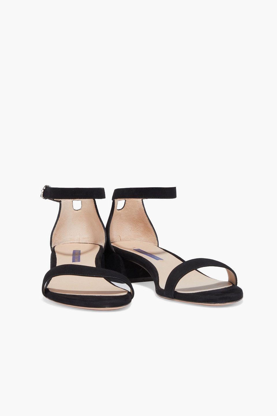 Stuart Weitzman Buckle-fastened Suede Sandals In Black