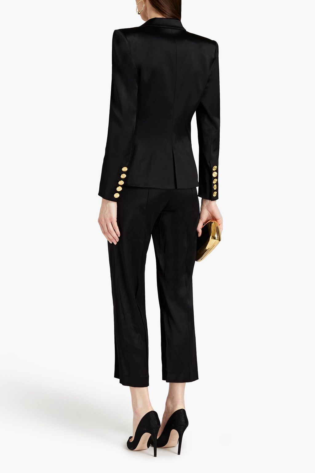 ALEXANDRE VAUTHIER Double-breasted embellished stretch-satin blazer