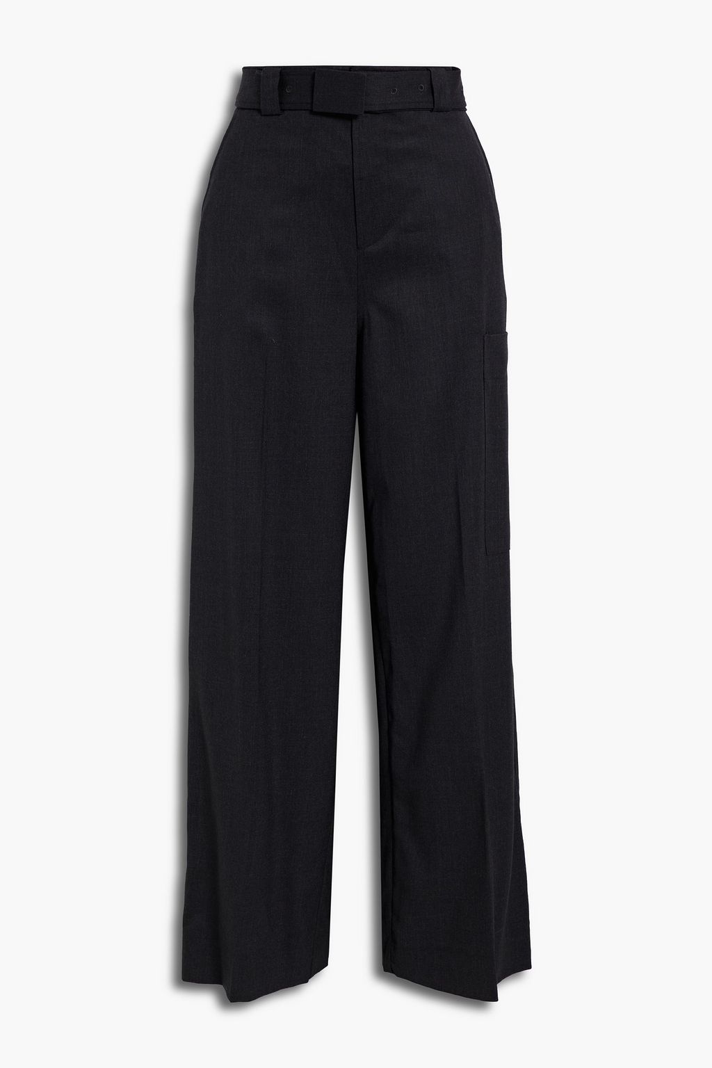 GANNI Belted wool-twill wide-leg pants | THE OUTNET