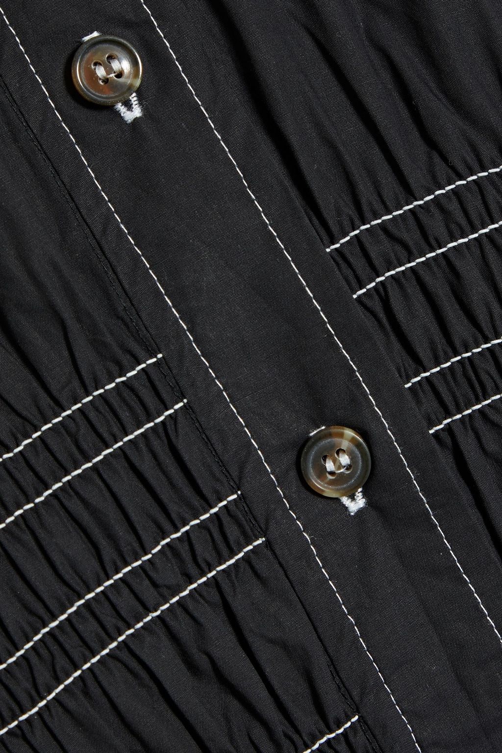 GANNI Shirred organic cotton-poplin shirt