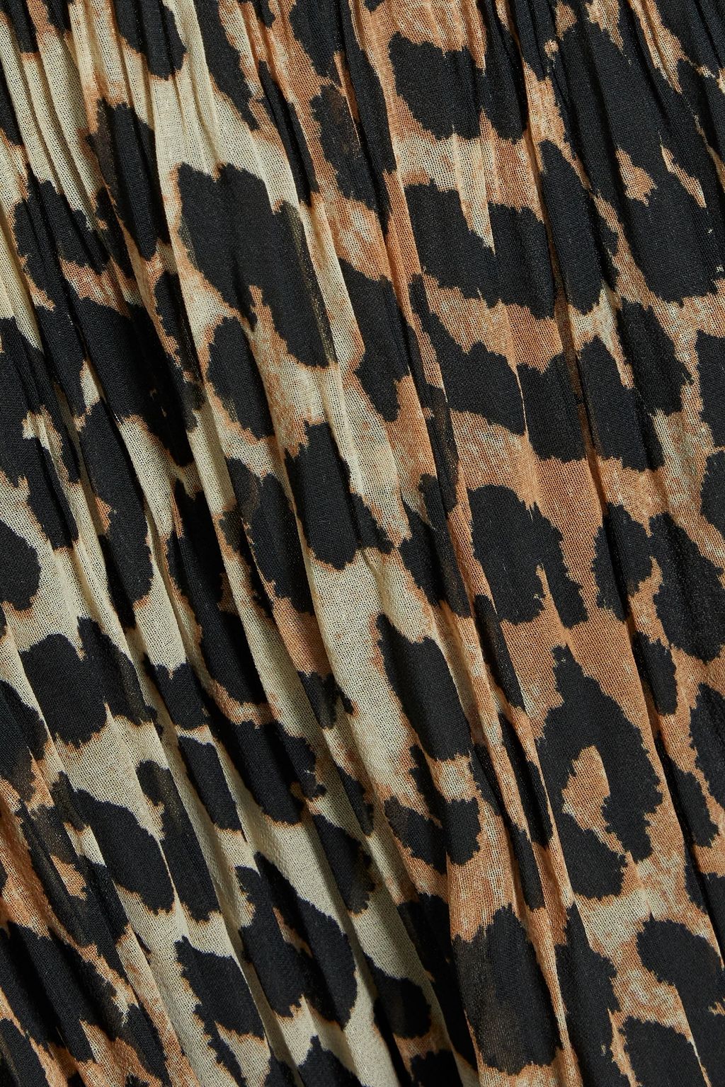 GANNI Plissé leopard-print chiffon top