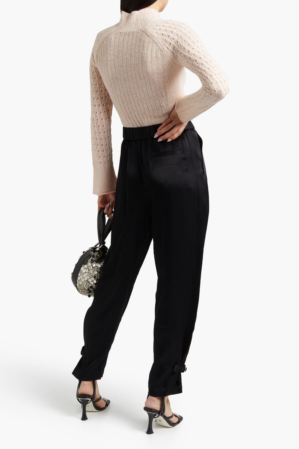 3.1 PHILLIP LIM Open knit-paneled frayed alpaca-blend sweater