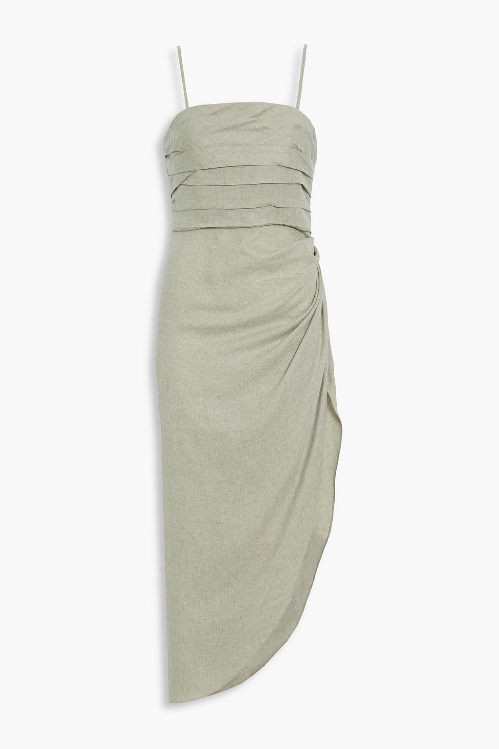 Mushroom Talin pleated linen midi dress 