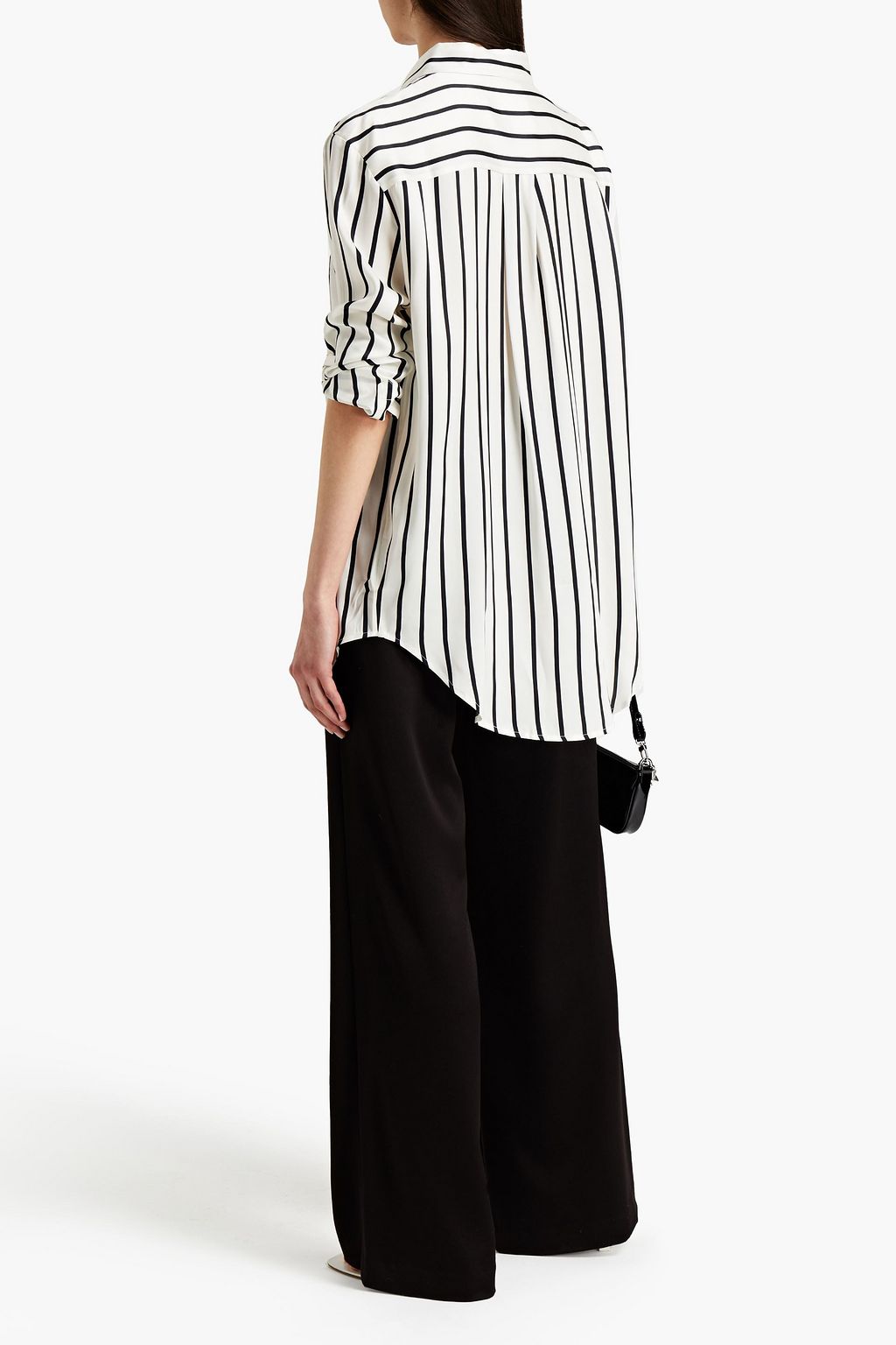 ASCENO The Milan striped silk-satin shirt
