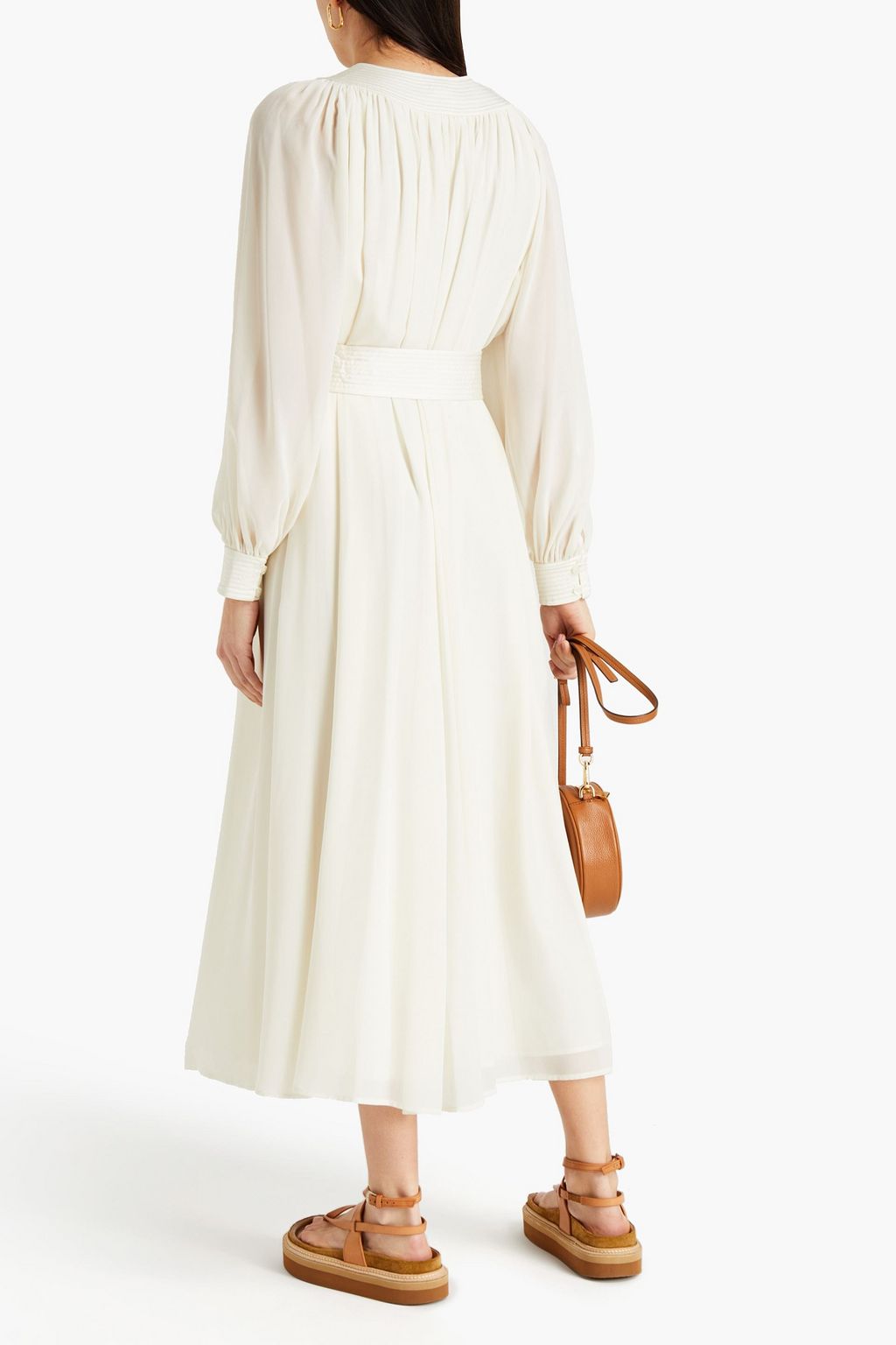 TORY BURCH Gathered georgette midi dress