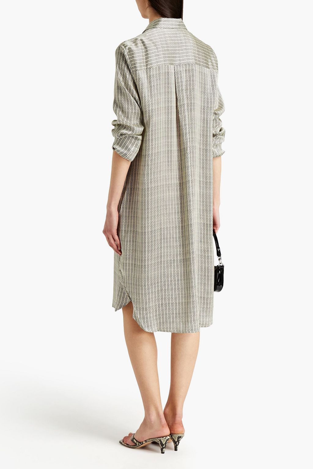 ASCENO The Oxford printed silk-satin midi shirt dress