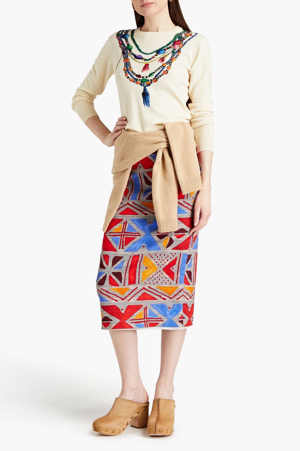 STELLA JEAN Printed merino wool and cashmere-blend sweater