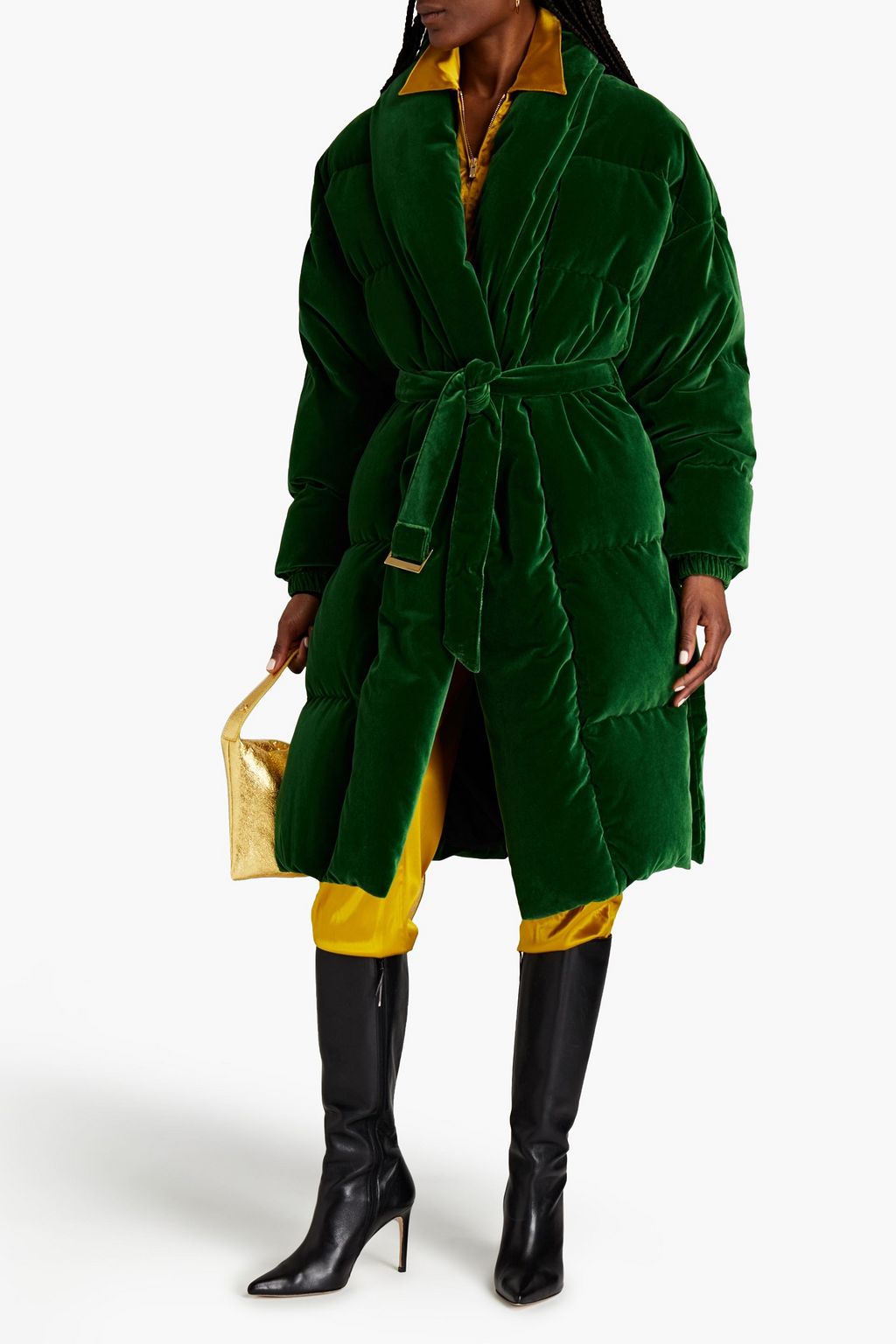 ALEXANDRE VAUTHIER Belted quilted cotton-velvet down coat