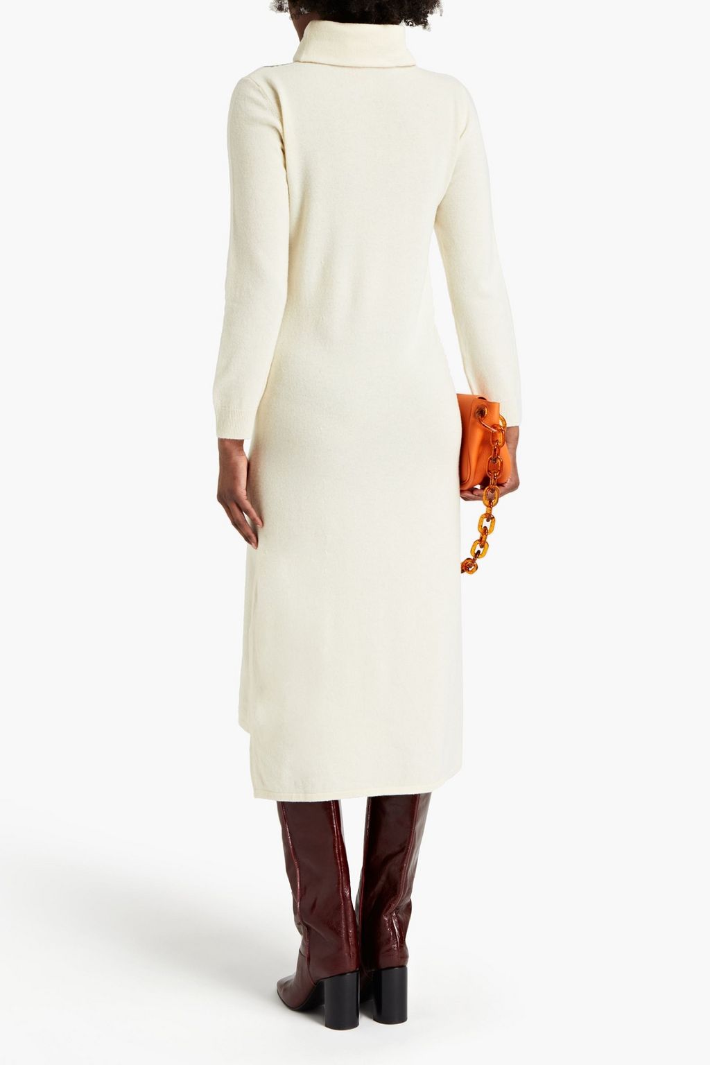 STELLA JEAN Printed merino wool and cashmere-blend midi dress