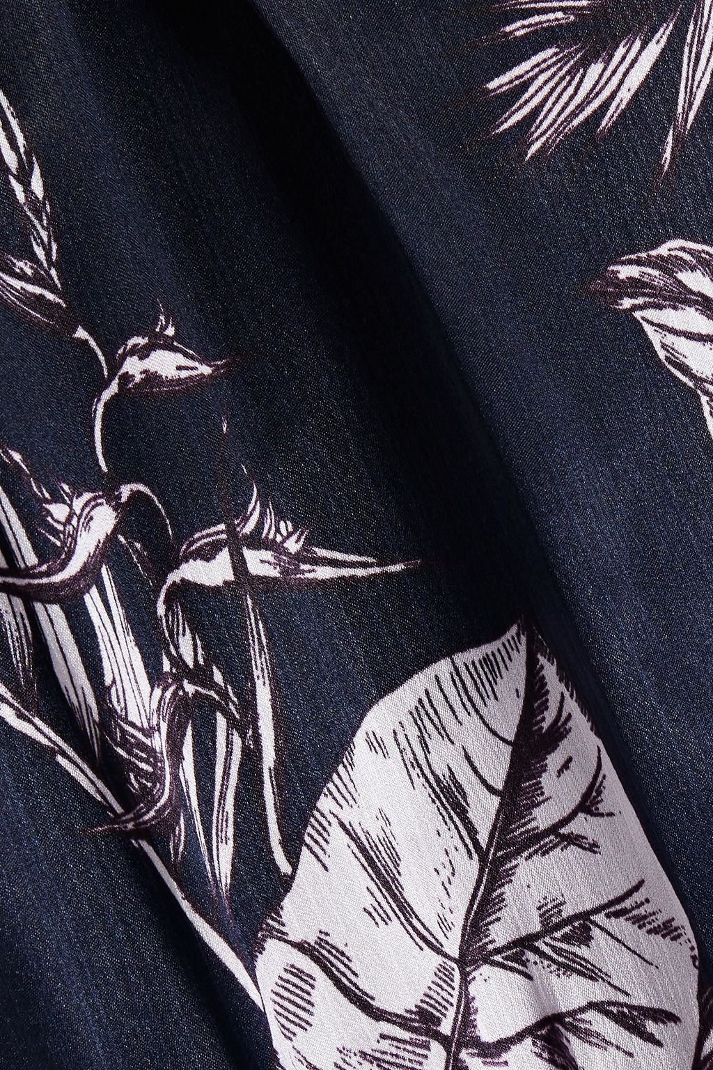 MARCHESA NOTTE Gathered printed satin midi dress