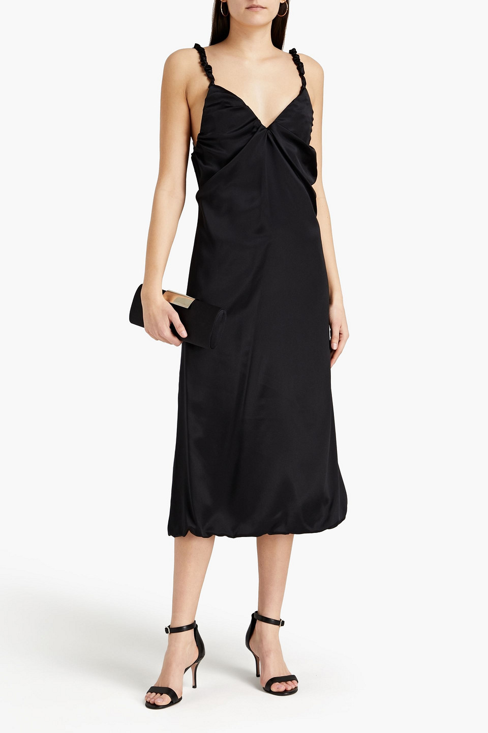 Dodo Bar Or Libi Gathered Silk-satin Midi Slip Dress