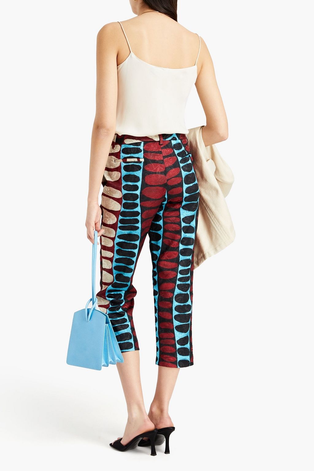 STELLA JEAN Cropped printed jacquard tapered pants