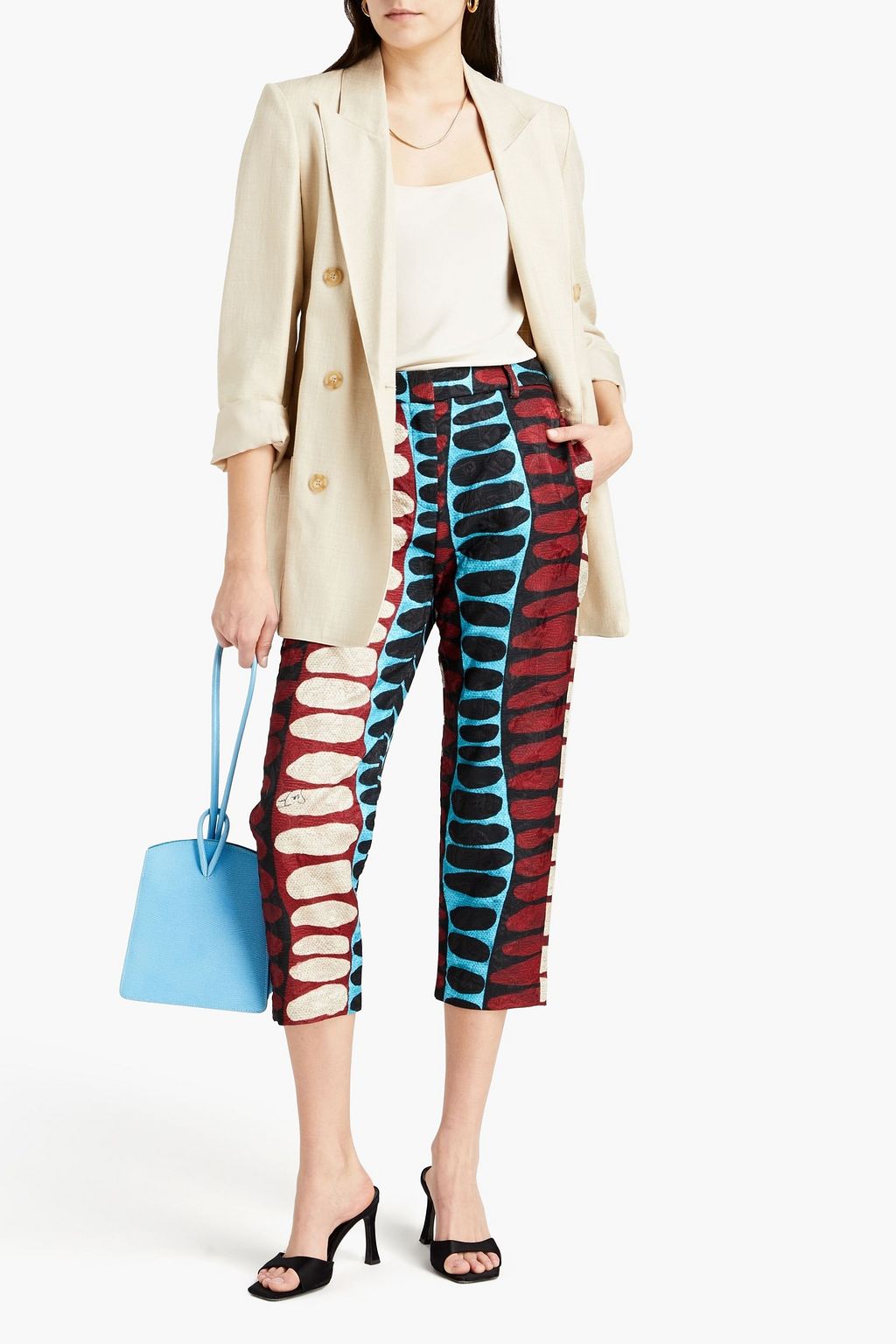 STELLA JEAN Cropped printed jacquard tapered pants