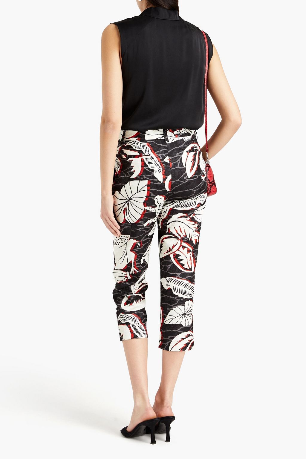 STELLA JEAN Cropped printed jacquard tapered pants