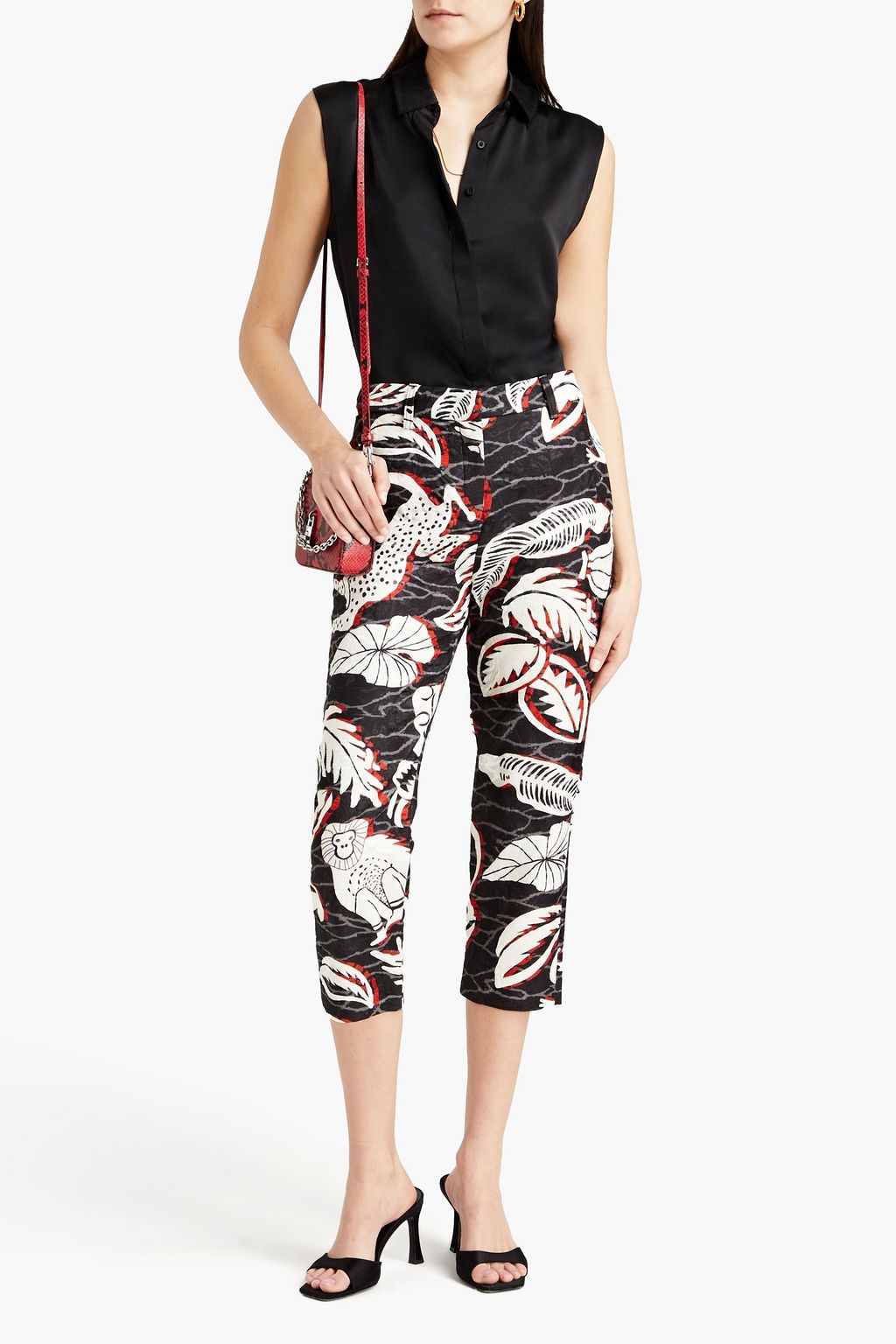 STELLA JEAN Cropped printed jacquard tapered pants
