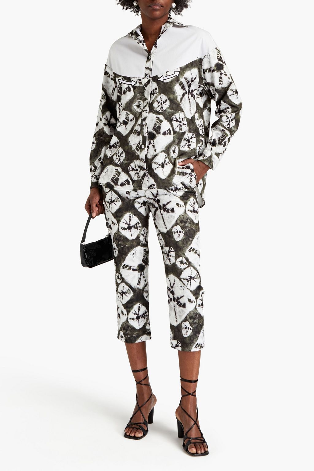 STELLA JEAN Cropped printed jacquard tapered pants