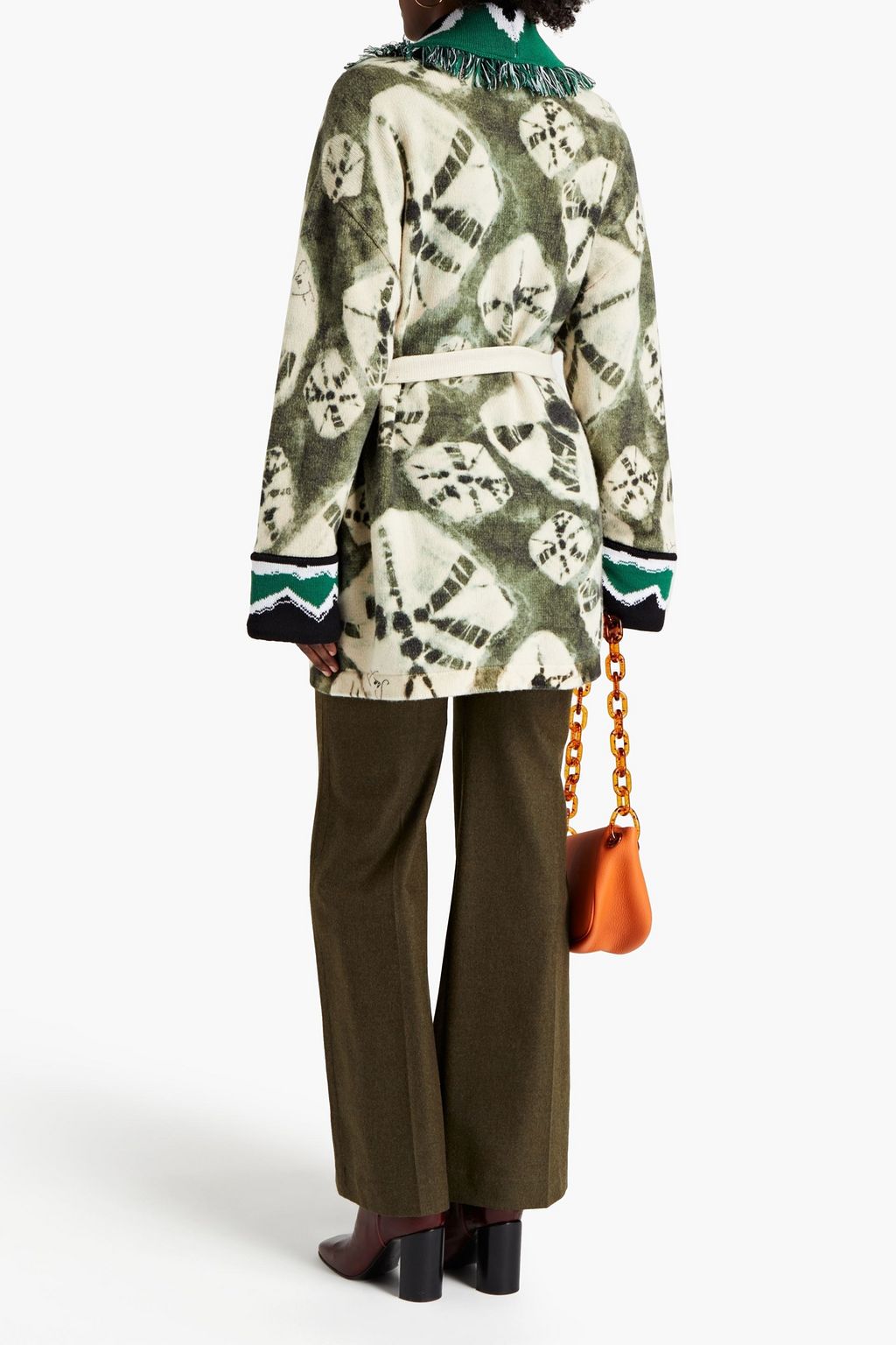 STELLA JEAN Fringed printed merino wool and cashmere-blend cardigan