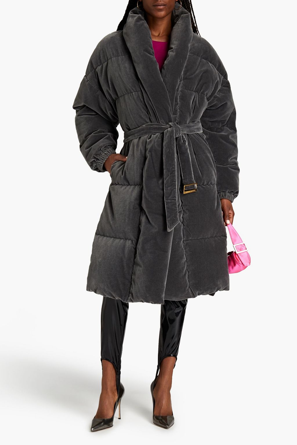 ALEXANDRE VAUTHIER Belted quilted cotton-velvet down coat