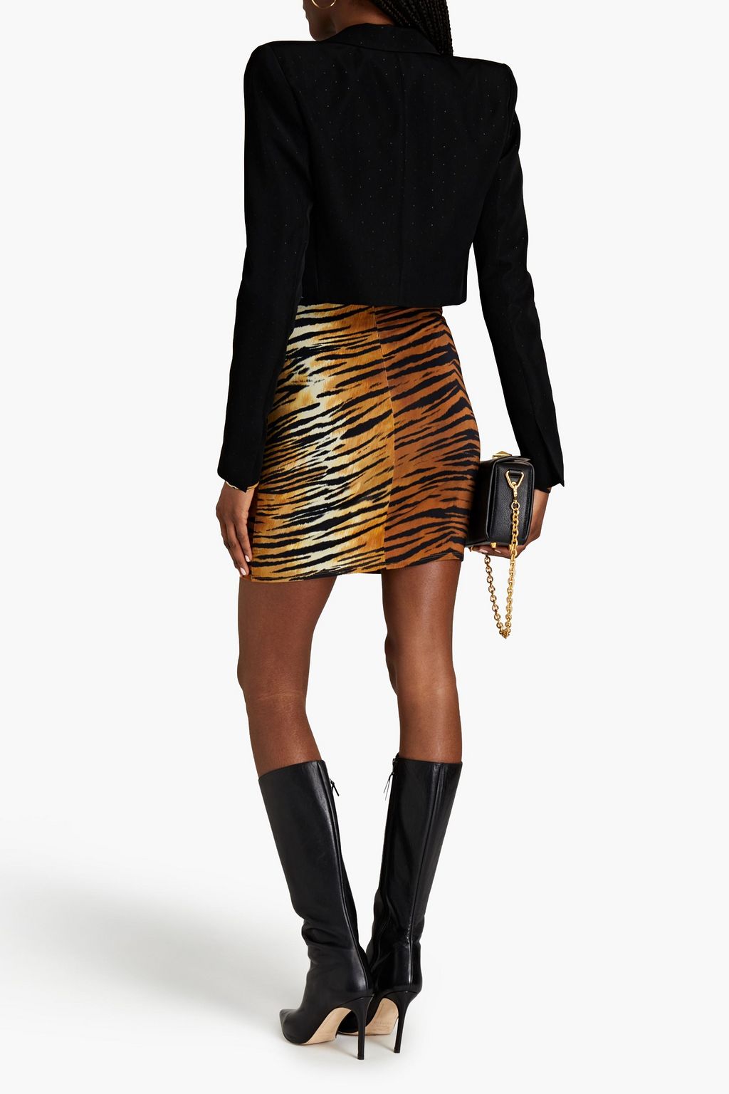 ALEXANDRE VAUTHIER Cropped satin-trimmed fil coupé crepe blazer