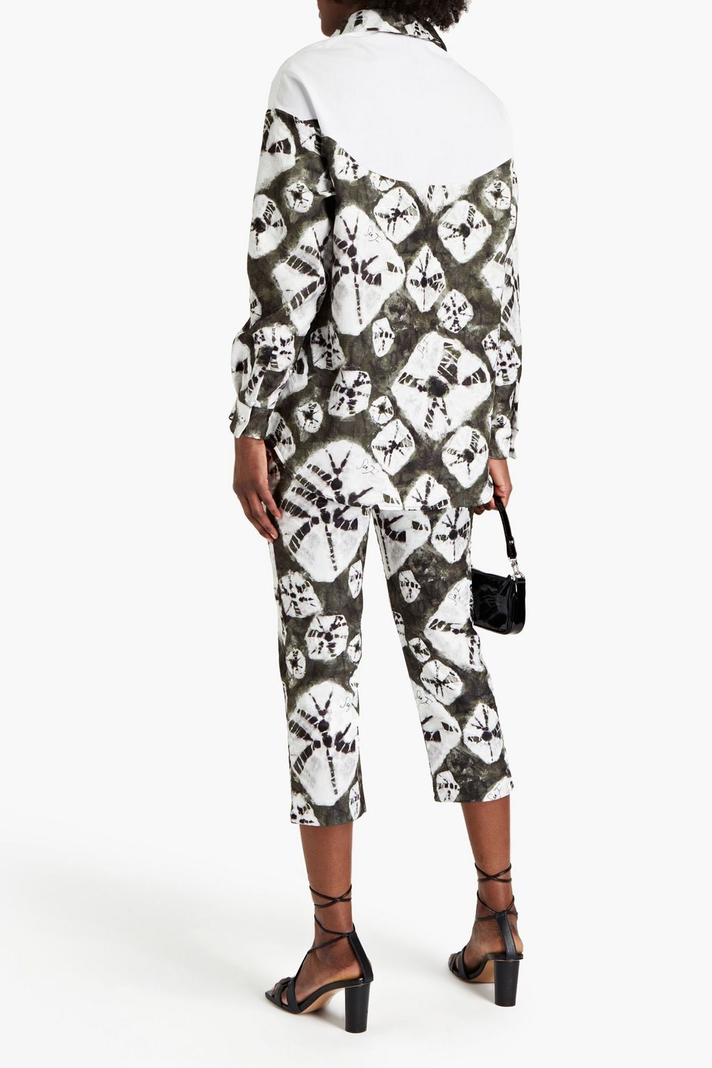 STELLA JEAN Poplin-paneled appliquéd printed jacquard shirt
