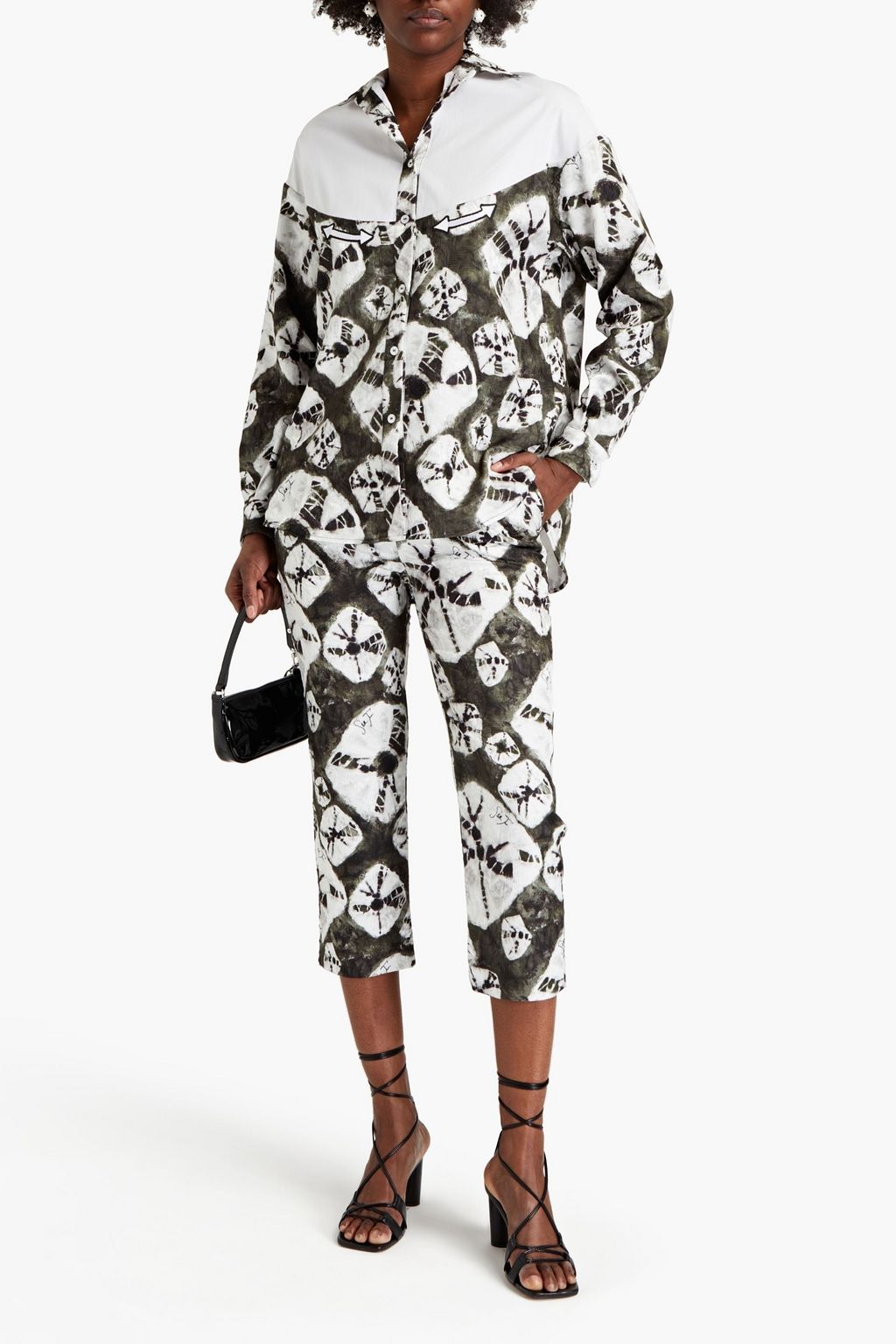 STELLA JEAN Poplin-paneled appliquéd printed jacquard shirt