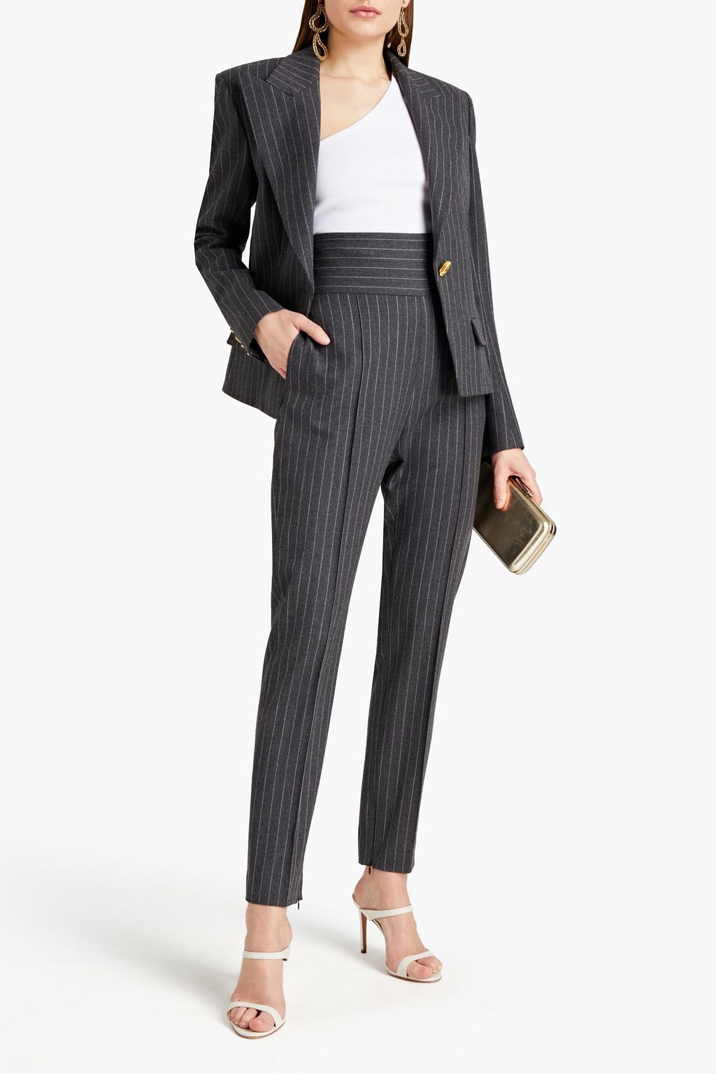 ALEXANDRE VAUTHIER Mélange pinstriped wool-blend blazer