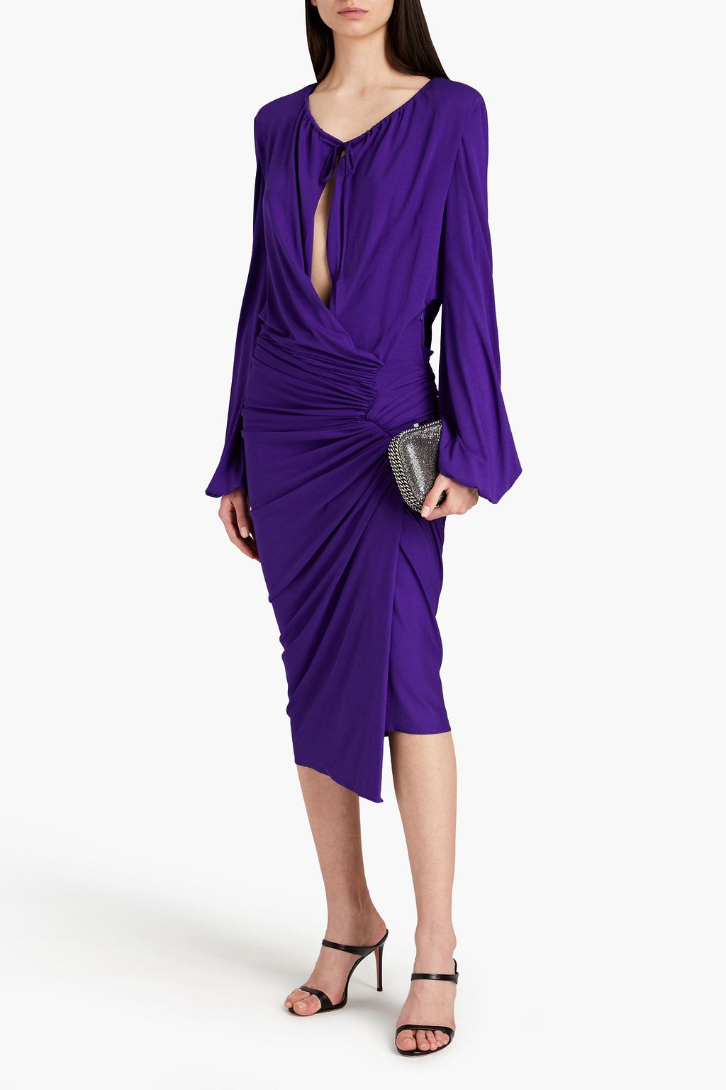 ALEXANDRE VAUTHIER Wrap-effect ruched jersey midi dress