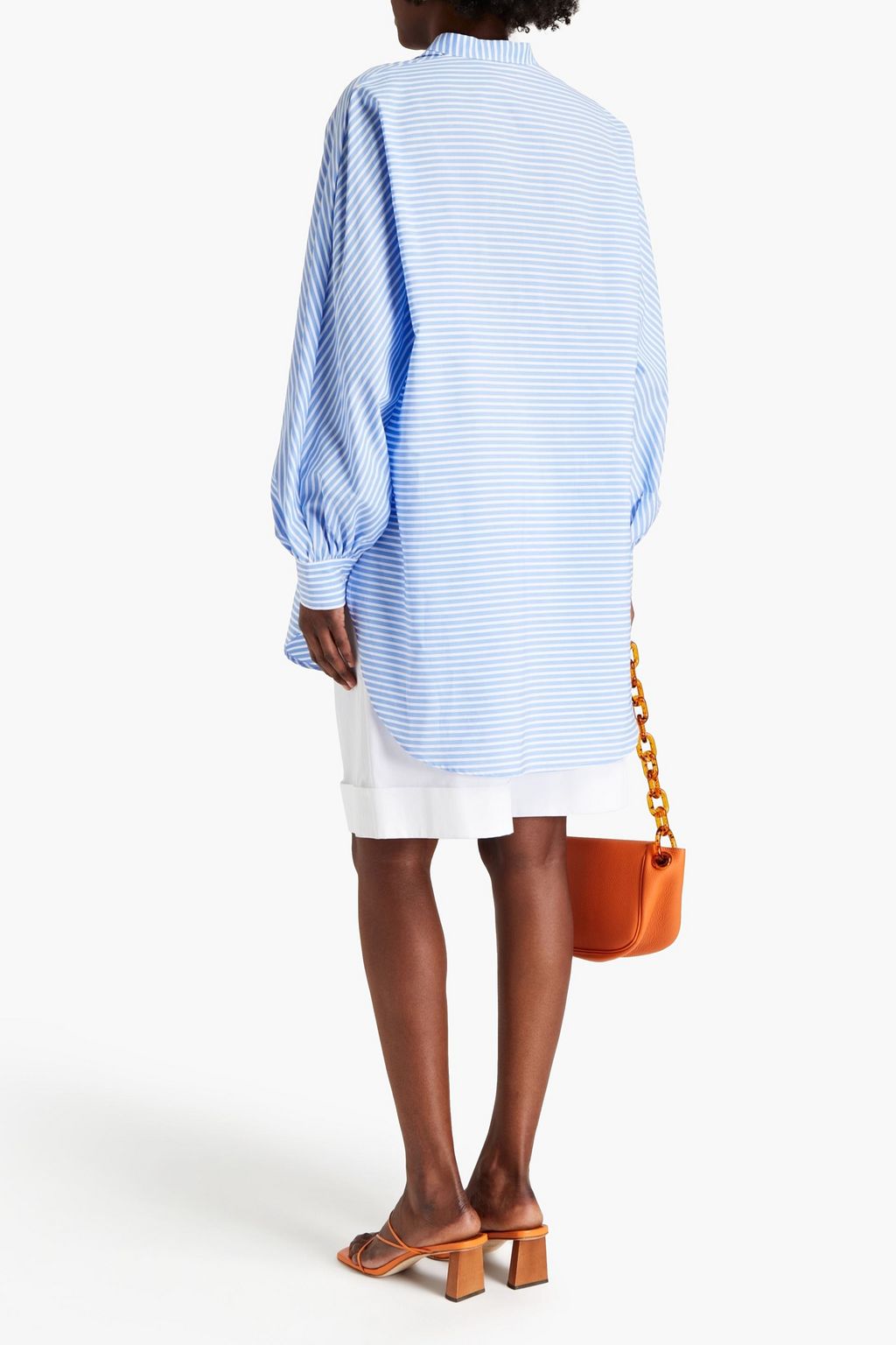 STELLA JEAN Flocked striped cotton-poplin blouse