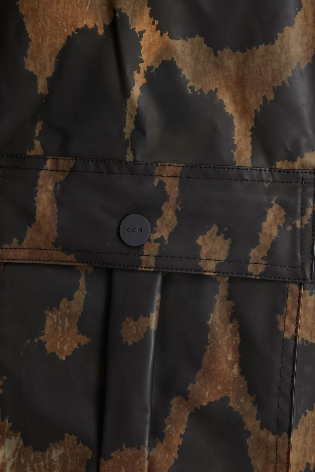 GANNI Leopard-print PU hooded raincoat