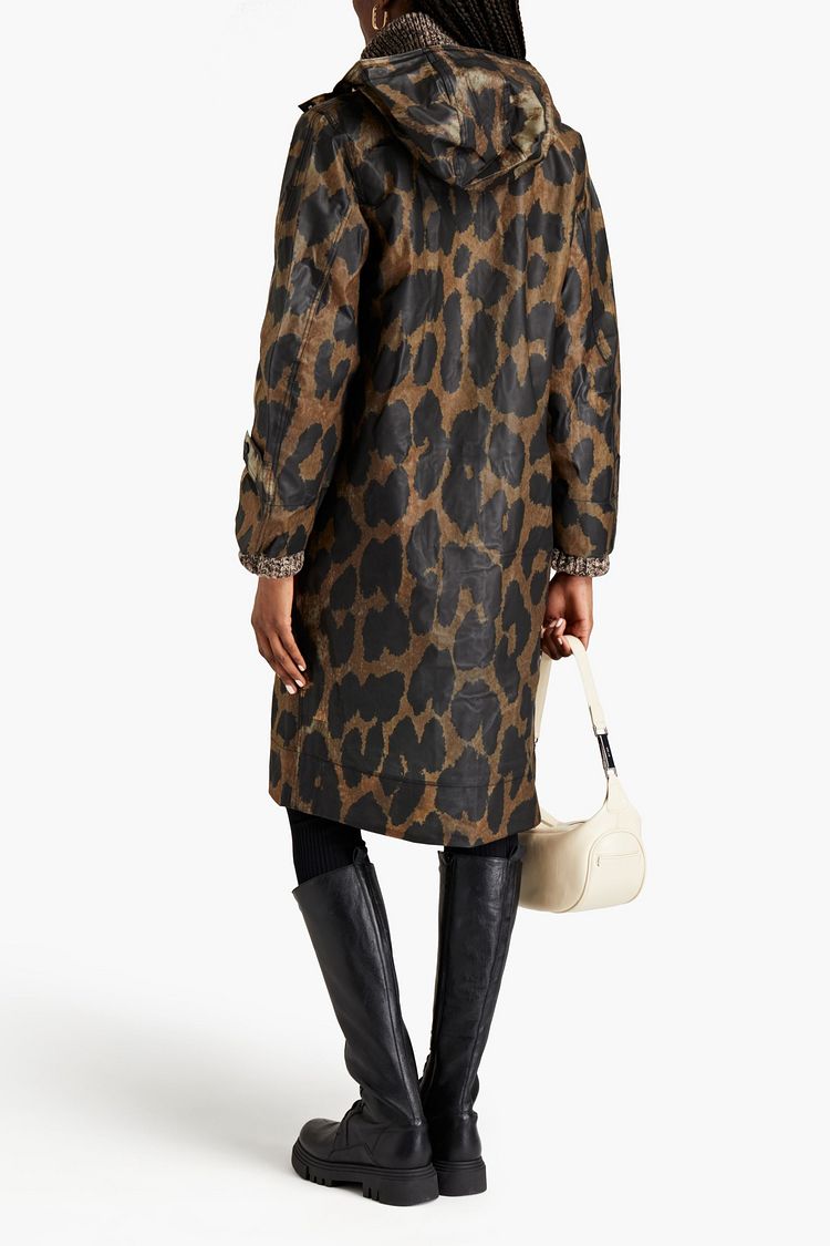 GANNI Leopardprint PU hooded raincoat THE
