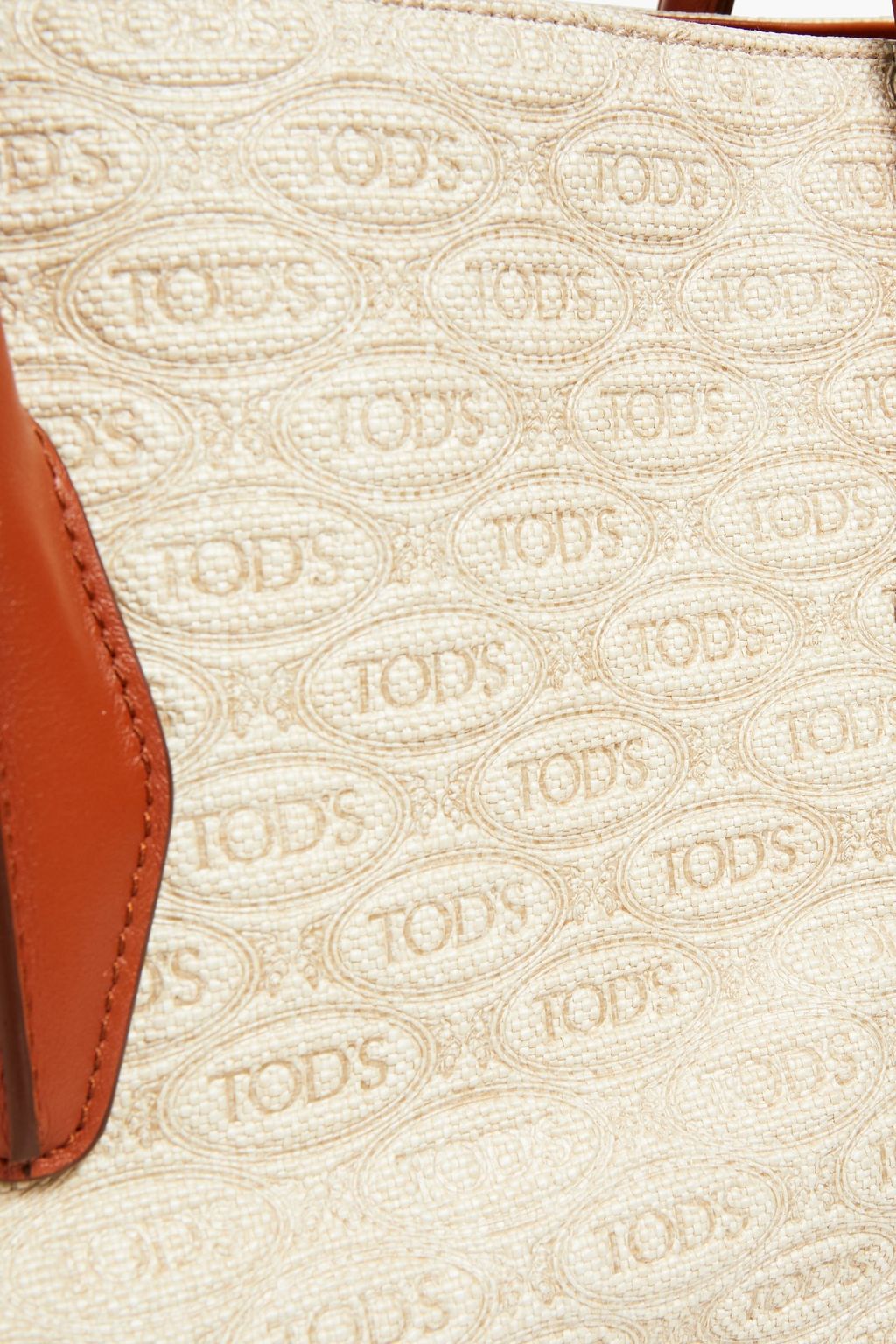 TOD'S Tote Bag aus Canvas mit Monogrammdetail und Ledereinsatz
