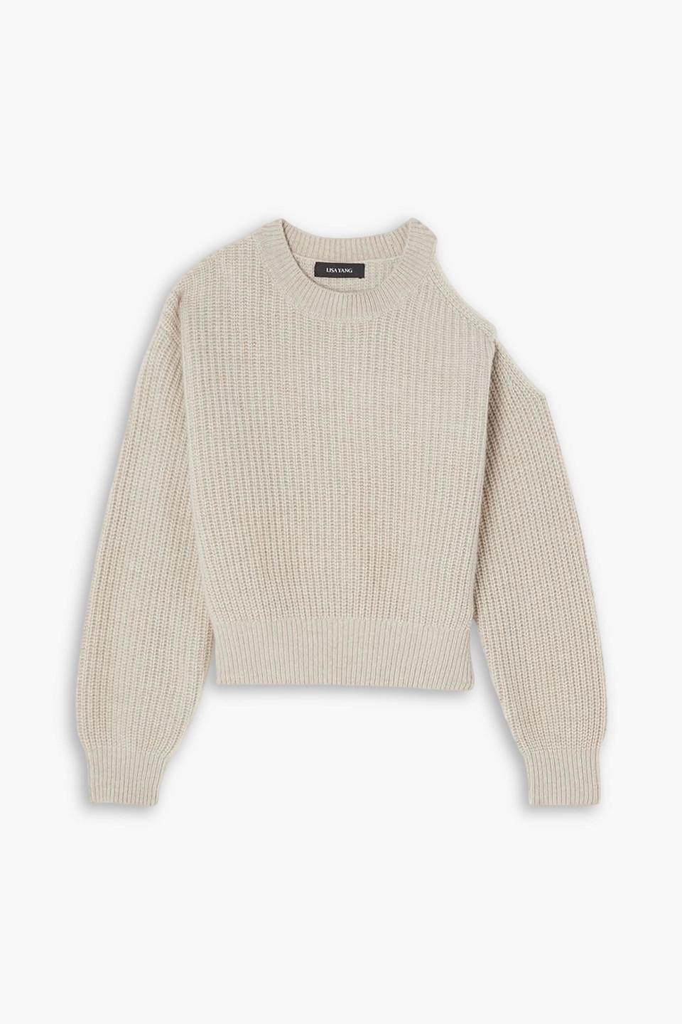 Lisa Yang Leora Cutout Ribbed Cashmere Jumper In Mushroom
